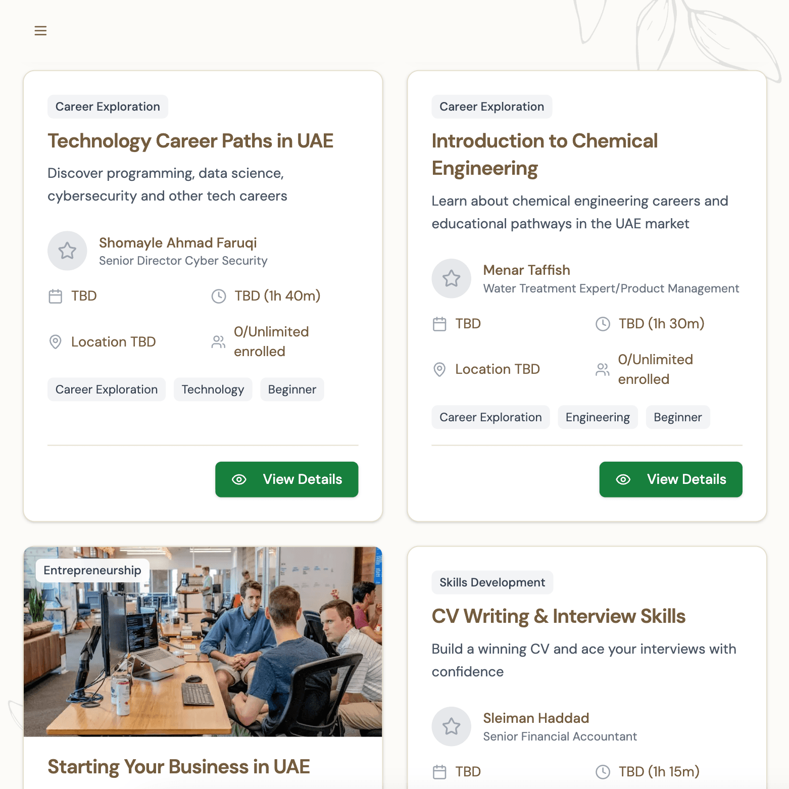 Workshops and events