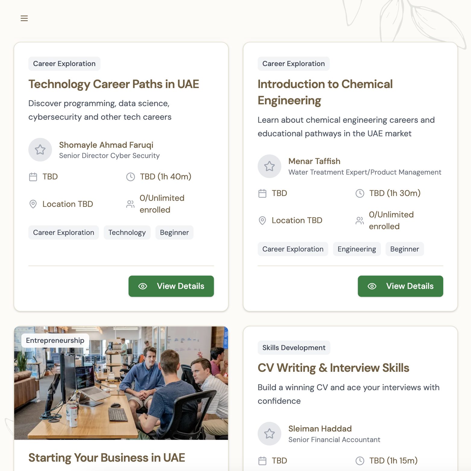 Workshops and events